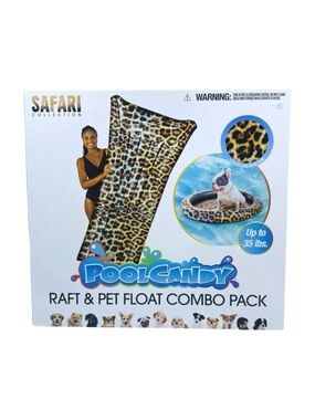 PoolCandy Raft & Pet Float Combo Pack - Safari Collection - Leopard Print